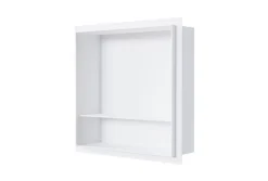 Niche murale de douche avec rebords, étagère encastrable douche acier inox avec compartiment - 30x30x10cm - NT303010X Blanc