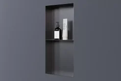 Niche murale de douche sans rebords, étagère encastrable douche acier inox - 60x30x10cm - NT306010X Gun métal