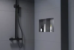 Niche murale de douche sans rebords, étagère encastrable douche acier inox - 60x30x10cm - NT306010X Gun métal
