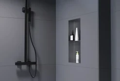 Niche murale de douche sans rebords, étagère encastrable douche acier inox - 60x30x10cm - NT306010X Gun métal