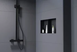 Niche murale de douche sans rebords, étagère encastrable douche acier inox - 60x30x10cm - NT306010X Noir