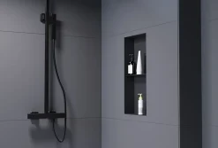 Niche murale de douche sans rebords, étagère encastrable douche acier inox - 60x30x10cm - NT306010X Noir