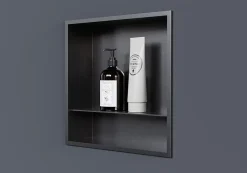 Niche murale de douche, étagère encastrable douche acier inox avec compartiment - 30x30x10cm - NT303010X Gun métal