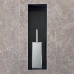 Niche murale de douche, étagère encastrable douche acier inox sans cadre - 15x60x10cm - BS156010 Blanc