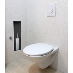 Niche murale de douche, étagère encastrable douche acier inox sans cadre - 15x60x10cm - BS156010 Blanc