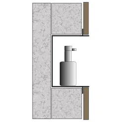 Niche murale de douche, étagère encastrable douche acier inox sans cadre - 15x60x10cm - BS156010 Blanc