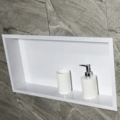 Niche murale de douche, étagère encastrable douche acier inox - 60x30x10cm - BS603010 Blanc