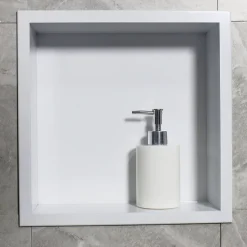 Niche murale de douche, étagère encastrable douche acier inox - 30x30x10cm - BS303010 Blanc