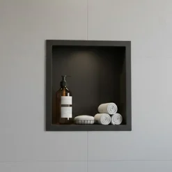 Niche murale de douche, étagère encastrable douche acier Noir Mat - 30x30cm