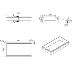 Niche murale de douche, étagère encastrable douche acier inox, sans rebord - 60x30x10cm - BS603010 Acier brossé