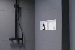 Niche murale de douche, étagère encastrable douche acier inox sans cadre - 20x60x10cm - NT206010X Blanc