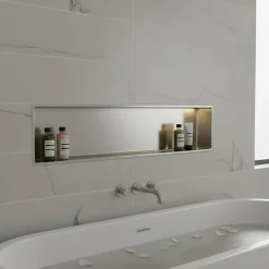 Niche murale de douche, étagère encastrable douche acier Inox Brossé - 30x90cm