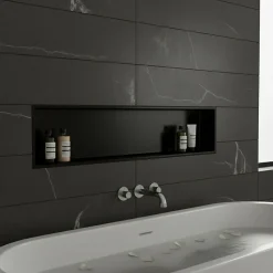 Niche murale de douche, étagère encastrable douche acier Noir Mat - 30x90cm
