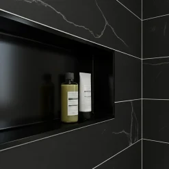 Niche murale de douche, étagère encastrable douche acier Noir Mat - 30x90cm