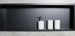 Niche murale de douche, étagère encastrable douche acier inox - 90x30x10cm - BS903010 Noir