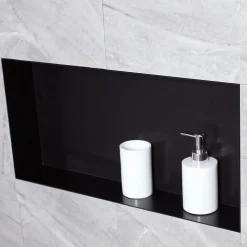 Niche murale de douche, étagère encastrable douche acier inox, sans rebord - 60x30x10cm - BS603010 Noir
