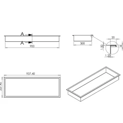 Niche murale de douche, étagère encastrable douche acier inox - 90x30x10cm - BS903010 Acier brossé