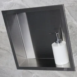 Niche murale de douche, étagère encastrable douche acier inox - 30x30x10cm - BS303010 Acier brossé