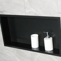 Niche murale de douche, étagère encastrable douche acier inox - 60x30x10cm - BS603010 Noir