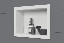 Niche murale douche acier inoxydable, étagère rangement douche salle de bain encastrable BS203010 - 20x30x10cm - Blanc