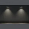 Niche murale douche acier inox + 2 Spots LED, étagère douche encastrable - 30x60x10cm (HxLxP) - Noir, 2x Spot Chrome