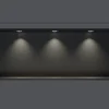 Niche murale douche acier inox + 3 Spots LED, étagère douche encastrable - 30x90x10cm (HxLxP) - Noir, 3x Spot Cadre Chrome