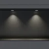 Niche murale douche acier inox + 2 Spots LED, étagère douche encastrable - 30x60x10cm (HxLxP) - Noir, 2x Spot noir mat