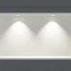 Niche murale douche acier inox + 2 Spots LED, étagère douche encastrable - 30x60x10cm (HxLxP) - Blanc, 2x Spot Chrome