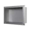 Niche murale douche acier inoxydable, étagère rangement douche salle de bain encastré BS203010, 20x30x10cm, Acier brossé