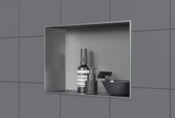Niche murale douche acier inoxydable, étagère rangement douche salle de bain encastré BS203010, 20x30x10cm, Acier brossé