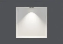 Niche murale douche acier inox + Spot LED, étagère douche encastrable NT303010X - 30x30x10cm (HxLxP) - Blanc, 1x Spot noir mat