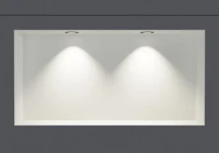 Niche murale douche acier inox + 2 Spots LED, étagère douche encastrable NT306010X - 30x60x10cm (HxLxP) - Blanc, 2x Spot noir mat
