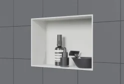 Niche murale douche acier inoxydable, étagère rangement douche salle de bain encastrable sans cadre BS203010 - 20x30x10cm - Blanc