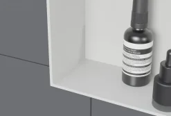 Niche murale douche acier inoxydable, étagère rangement douche salle de bain encastrable sans cadre BS203010 - 20x30x10cm - Blanc