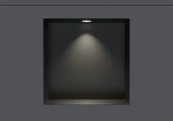 Niche murale douche étanche en acier inox avec Spot LED, étagère douche encastrable - 20x30x10cm (HxLxP) - Noir, 1x Spot Chrome