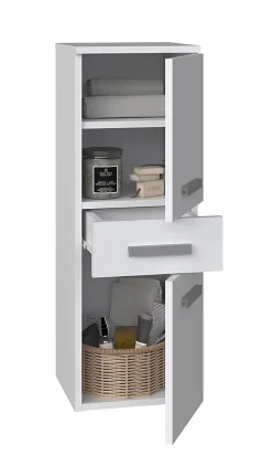 NINA - Meuble salle de bain 2 portes + 1 tiroir - 30x30x85cm - Colonne basse rangement SDB