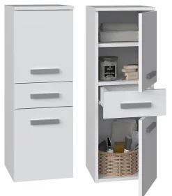 NINA - Meuble salle de bain 2 portes + 1 tiroir - 30x30x85cm - Colonne basse rangement SDB