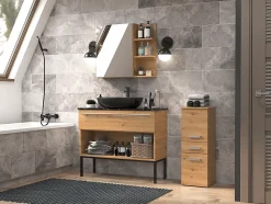 NINA - Meuble salle de bain 2 portes + 1 tiroir - 30x30x85cm - Colonne basse rangement SDB