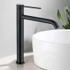 Noir Mitigeur de Lavabo Robinet Salle de Bain Haut Robinet pour Vasque Bec Pivotant en Inox SS304 pour Salle de Bain