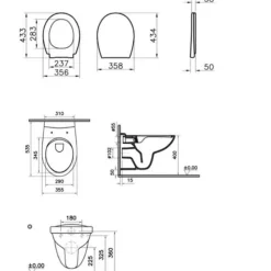 Normus WC suspendu sans bride avec abattant frein de chute, Blanc (7855-003-6169)