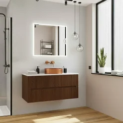 Nouveau meuble de salle de bain 120 cm, couleur chêne (CERAMIA-5DW120)