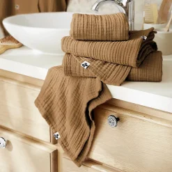 OUREA - Serviette de Bain 90x150cm Gaze de Coton Camel