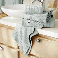 OUREA - Serviette de Toilette 50x90cm Gaze de Coton Eucalyptus