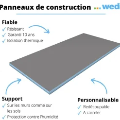 Pack 2 panneaux de construction WEDI 250 x 60 x 2 cm