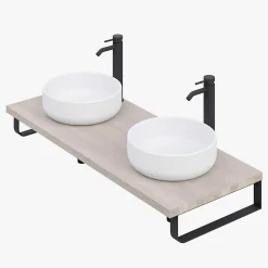 Pack 2 supports porte-serviettes pour plan de toilette T-BATH - noir mat