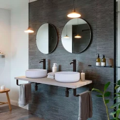 Pack 2 supports porte-serviettes pour plan de toilette T-BATH - noir mat