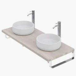 Pack 2 supports porte-serviettes pour plan de toilette T-BATH - chromé brillant