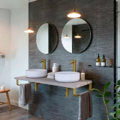 Pack 2 supports porte-serviettes pour plan de toilette T-BATH - or doré mat