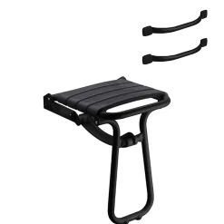 Pack avec siège de douche PMR PELLET escamotable noir mat + 2 barres d'appui 42,5 cm
