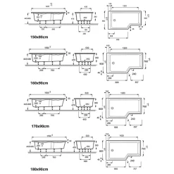 Pack baignoire bain douche 150 x 80 JACOB DELAFON Neo version gauche + tablier de baignoire en angle